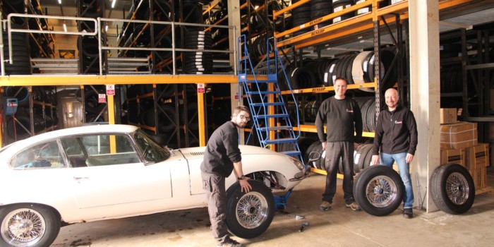 Classic Cars’ Malcolm McKay fits Dunlop Sport Classic on his E-type. 